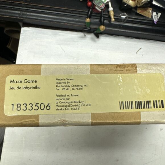 Mid Modern Century Dark Wood Gold Brass Solid Wood Cube Flat Maze Taiwan - Picture 8 of 9